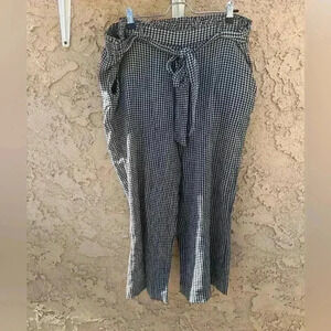 Lauren Conrad Womens sz XL Pants Black White Checkers Tie Bow Waist Pull On
